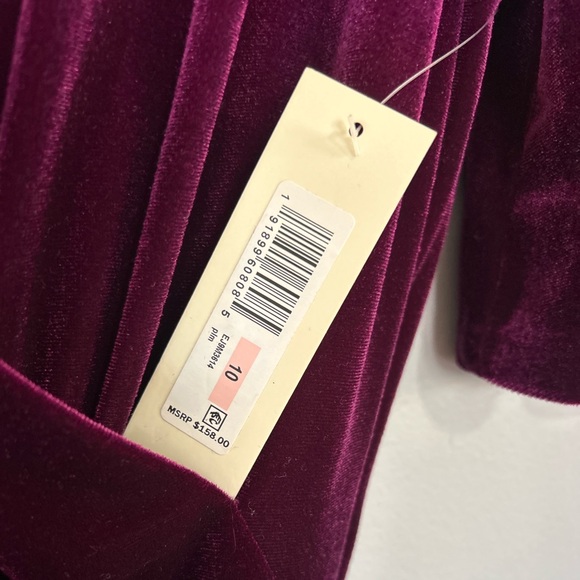 Eliza J Velvet Faux Wrap Wide Leg Jumpsuit Size 10 Burgundy Plum Formal Wedding - Picture 3 of 3